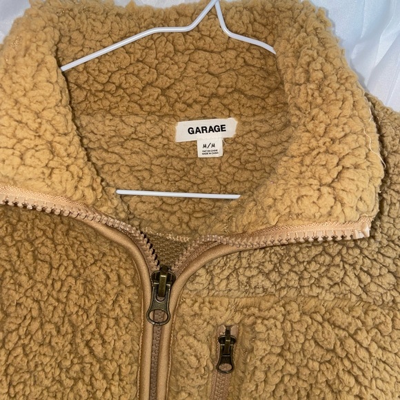 Garage Tan Colour Sherpa Zip-Up Sweater, Size Medium, - Picture 3 of 3